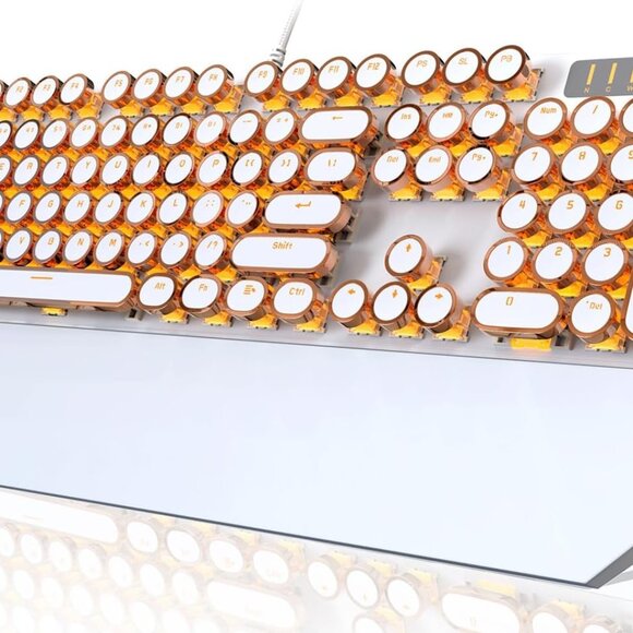 Other - Typewriter Style Mechanical Keyboard, Retro Punk Gaming Keyboard with Gold LED B